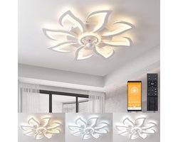 LuxiLamps - 8 Lotus Ventilator Lamp - Plafondventilator - Smart Lamp - Met Dimmer - 6 Standen Ventilator - Keuken Lamp - Woonkamerlamp - Moderne lamp