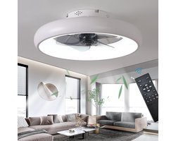 LuxiLamps - LED Ventilator Plafondlamp - Plafondventilator - Wit - Met Dimmer - 50 cm - 6 Standen Ventilator - Keuken Lamp - Woonkamerlamp - Moderne Lamp