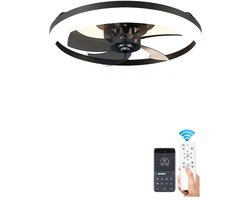 Maison Nordique - Plafondventilator - Plafond ventilator met verlichting - Plafondlampen - Led - afstandsbediening - Zwart