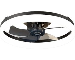MiShar Plafond Ventilator Lamp - 51 CM - Smart Lamp - 6 Standen - 1 grote led strook - Dimbaar - Zwart - Kroonluchter LED Ventilator - Chandelier Fan - Woonkamer Lamp - Ventilator Lampen - Slaapkamer lamp - Eetkamerlamp