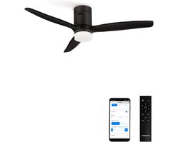 MKSS® Plafondventilator met Verlichting - Ventilator voor Slaapkamer - Air Cooler met Afstandsbediening - Zwart