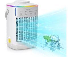 Mobiele airco -Mobiele airco zonder afvoerslang - Mobiele airco voor slaapkamer - 3-in-1 - Ventilator - Voor Slaapkamer & Woonkamer - 4 Snelheden - Airconditioning - Draagbare Aircooler - LED Verlichting