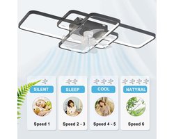 Moderne Dimbare Plafondventilator met LED Verlichting voor Woonkamer en Slaapkamer - 80W, 72CM, met Afstandsbediening