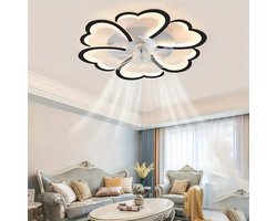 Moderne Kroonluchter Plafondventilator – Smart Dimbare LED Lamp met Afstandsbediening & App – Kristal Ontwerp – 105 cm – Chroom