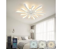 Moderne Plafondventilator met Verlichting - Ø78cm - Dimbaar - 6 Snelheden - Omkeerbaar - Afstandsbediening/App Besturing - Perfect voor Slaapkamer en Woonkamer - Wit