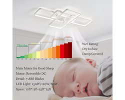 Moderne Rechthoekige Plafondventilator Met LED Verlichting Dimbaar Afstandsbediening Stille Slaapkamer Woonkamer