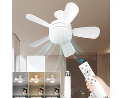 MUPOO Plafondventilator met verlichting – Super Bright 2000 Lumen – LED Dimbaar – 3 Lichtkleuren – Met Afstandsbediening – Timer – 3 Snelheden – E27 Fitting – Ø43 cm – Keuken Slaapkamer Woonkamer
