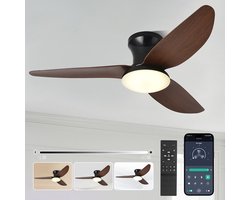 MUPOO Smart Plafondventilator met verlichting Ø100 cm - Dimbaar - APP & Afstandsbediening - 60W - 6 Snelheden - 3000-6000 K - Geheugenfunctie - Timer - Zomer/Winter functie - Modern - Woonkamer Slaapkamer Kantoor