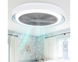 NETTLIFE Plafondventilator met verlichting - blauw - rond - Modern - LED 33W - CCT dimbaar - Plafondlamp met afstandsbediening - Timing -5 Bladen Licht - Slaapkamer | Woonkamer