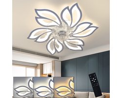 NETTLIFE Plafondventilator met Verlichting - wit - Dimbaar 3000K-6500K - 6 standen Ventilator - met Afstandsbediening - Timing - LED Plafondlamp Ventilator - Creatief Ontwerp - Winter / Zomer - voor Slaapkamer | Woonkamer