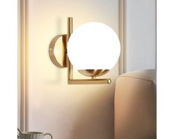 NETTLIFE Wandlamp - Vintage - Goud - Glazen bol - E27 Binnen Wandlamp - Slaapkamer - Trappenhuis