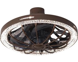 Nivard Plafondventilator - Met Verlichting - Plafond Ventilator - Met Lamp - Plafonniere Met Ventilator - Met Licht - Koffie - 33cm