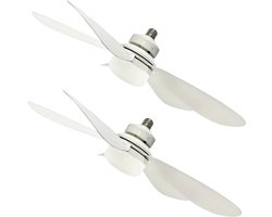 Nivard Plafondventilator - Met Verlichting - Plafond Ventilator - Met Lamp - Plafonniere Met Ventilator - Met Licht - Wit - 52cm - 2 Stuks