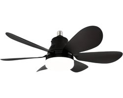 Nivard Plafondventilator - Met Verlichting - Plafond Ventilator - Met Lamp - Plafonniere Met Ventilator - Met Licht - Zwart - 50cm