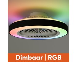 Nolt Plafondventilator met Verlichting - Plafondlamp Ventilator - Plafonniere - LED RGBW - Tuya Wifi Smart - Afstandsbediening - ⌀ 50cm - Zwart