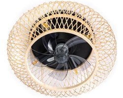 Norah Plafondventilator bamboo d:50cm + 3 light setting - Landelijk - ETH