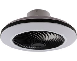 Olucia - Moderne plafondventilator zwart, Hale, 40W, 3000K LED, met afstandsbediening - Vorm: Rond