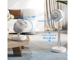 Oplaadbare Tafelventilator met Afstandsbediening, Inklapbaar en Verstelbaar in Hoogte