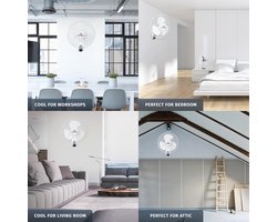 Oscillerende Wandventilator 40,6 cm met Afstandsbediening, Timer en Verstelbare Helling - 3 Snelheden - Ideaal voor Thuis, Slaapkamer en Kantoor