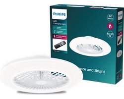 Philips Amigo Ventilator - Energiezuinige LED verlichting - Plafondlamp - Instelbare kleurtemperatuur - 57,5 cm diameter -Afstandsbediening - Wit