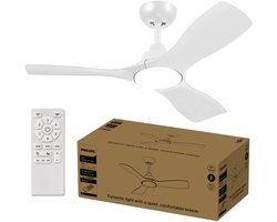 Philips Plafondventilator - Energiezuinige LED verlichting - Plafondlamp - Instelbare kleurtemperatuur - 30W - 106 cm diameter - Afstandsbediening - Wit
