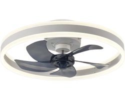 Plafond Ventilator Lamp - 51 CM - Smart Lamp - 6 Standen - 2 led strokes - Dimbaar - Wit -Grijs - Kroonluchter Ventilator - Chandelier Fan - Woonkamer Lamp - Ventilator Lampen - Eetkamer lamp - Slaapkamer lamp