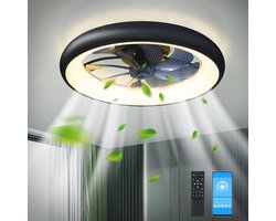 Plafond Ventilator Lamp - Smart Lamp - 50 CM - 6 Standen - Dimbaar - Zwart - Kroonluchter Ventilator - Chandelier Fan - Woonkamer Lamp - Ventilator Lampen - Eetkamer lamp - Slaapkamer lamp
