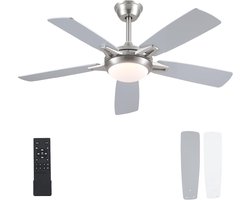 Plafondventilator 5 blad Ø127cm wit - stille ventilator – top kwaliteit - energie zuinig – met remote - 6 snelheden – beste alternatief voor airco - zomer en winter stand – zwarte ventilator
