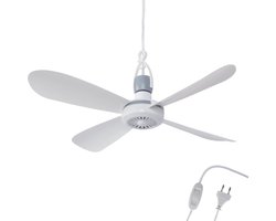 Plafondventilator - 5 Meter lang Snoer - 40cm Ø - Kunststof - Slaapkamer - Woonkamer - Plafond Ventilator - 5W - Opvouwbaar - Stil 25 dB - Wit