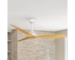 Plafondventilator Iska in warme beukenhout kleur met afstandsbediening