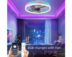 Plafondventilator Lamp - RGB - Smart Lamp - 6 Standen - Dimbaar - Kroonluchter Ventilator - Chandelier Fan - Woonkamer Lamp - Ventilator Lampen - Stille Motor