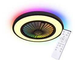 Plafondventilator met LED lamp 3000K-4000K-6500K RGB CCT - met afstandsbediening - ZWART 45Watt - Madrid collectie