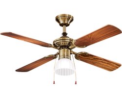 Plafondventilator met licht Perenz 7064 OB Donker notenhout – Ø 105 cm, 4 bladen, 3 snelheden, 50W AC-motor, stil, E27-lampaansluiting