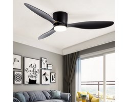 Plafondventilator met Verlichting - 106cm - Afstandsbediening - Plafondlamp - Zwart - Slaapkamer - LED - Timer - 6 Standen - Plafondventilator Evolar EVO-CF52MB12 Plafondventilator - Zwart - 132cm - 6 Standen - Afstandsbediening