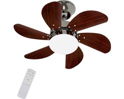 Plafondventilator met Verlichting - 6 Standen en Timer - Incl. Afstandbediening - Winter en Zomer Functie - Stil - Slaapkamer - Woonkamer - E27 fitting - Plafond Ventilator - Donkerbruin