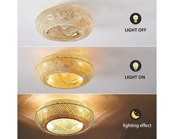 Plafondventilator met Verlichting en Afstandsbediening - Bamboe Ø50cm - Stille Zomerkoeling