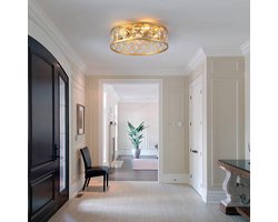 Plafondventilator met verlichting en afstandsbediening - Laag profiel, Goud, 4 Lichten