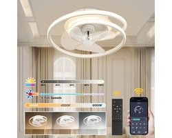 Plafondventilator met Verlichting - Moderne Plafondventilator met Slimme Bluetooth-APP en Licht - 86W Dimbare LED Plafondventilatoren met Afstandsbediening - 6 Snelheden, voor Slaapkamer, Studeerkamer, Eetkamer, enz