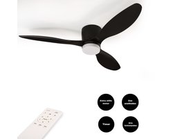 Plafondventilator met Verlichting | ø 132 cm | Extra Stil: <30 dB | met Afstandsbediening | Timer | 6 snelheden | Zwart