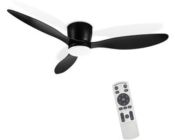 Plafondventilator met verlichting Ø132 cm - Plafondlampen met Ventilator & Lamp Inclusief Afstandsbediening - 6 snelheden - dimbaar - Zwart