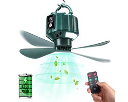 Plafondventilator met verlichting - Plafondventilator afstandsbediening - Met afstandsbediening - Met ophanghaak - 3 windsnelheden - 2 bladeren - voor luifeltenten noodoverleving