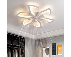 Plafondventilator Met Verlichting - Smart Lamp Met Afstandsbediening – Plafonniere Keuken Lamp Met 6 Ventilatiesnelheden - Woonkamerlamp – Plafond Ventilator Lamp Met Timer