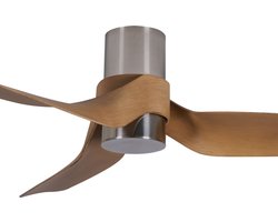 Plafondventilator Nautica Mat Chroom - Teak Ø 132cm Incl. Afstandsbediening