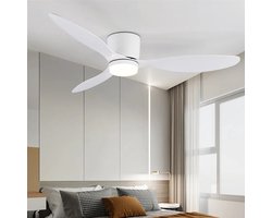 Plafondventilator Ø105 cm - 3 Temperaturen - Fluisterstil - Met Afstandsbediening - 6 Snelheden - Timer - Zomer/Winter functie - Wit - 40W