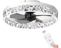 Plafondventilator - Plafondlamp - Dimbare Plafondventilator met Lamp en Afstandsbediening – Zomer/Winterstand – Plafondlamp met Ventilator – Warm & Koud Licht - Wit