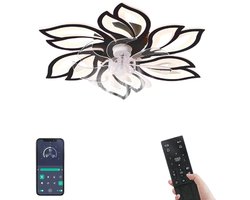 Plafondventilator - Plafondventilator Met Afstandsbediening - Plafondventilator Met Verlichting - App Bediening + 6 Snelheden - Zwart