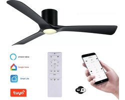 Plafondventilator Storm - Met LED - Super stil - Hoge kwaliteit - Ventilator 2025 - WIFI - TUYA app - Ø 132 cm - zwart