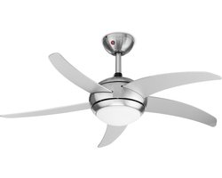 Plafondventilator Tristar VE-5815 - Ultra Strong - Ceiling Fan met Timerfunctie en Afstandsbediening - 3 Instelbare Standen - Ø 112 cm - RVS