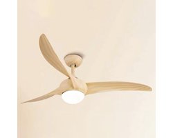 Plafondventilator Wieke met LEDs en aanpasbare kleurtemperatuur - houtoptiek