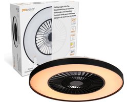 Proventa Premium LED Plafondventilator met verlichting - Ø 60 cm - Dimbaar met afstandbediening - Plafondlampen met Ventilator & Lamp - Zwart